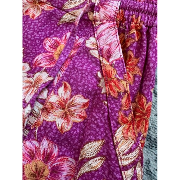 LOFT Floral Print Wide Leg Cropped Pants Elastic Waist XS Extra Small - Picture 4 of 4